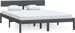 vidaXL - Bedframe - massief - grenenhout - grijs - 200x200 - cm