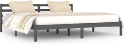 vidaXL - Bedframe - massief - grenenhout - grijs - 200x200 - cm