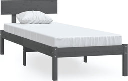 vidaXL - Bedframe - massief - grenenhout - grijs - 90x190 - cm