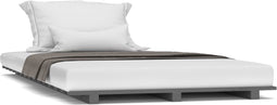 vidaXL - Bedframe - massief - grenenhout - grijs - 90x200 - cm