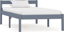 vidaXL - Bedframe - massief - grenenhout - grijs - 90x200 - cm