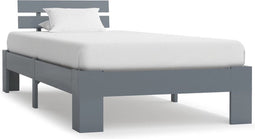 vidaXL - Bedframe - massief - grenenhout - grijs - 90x200 - cm