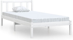 vidaXL - Bedframe - massief - grenenhout - wit - 100x200 - cm