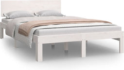 vidaXL - Bedframe - massief - grenenhout - wit - 120x200 - cm