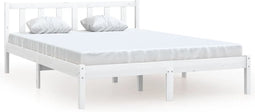 vidaXL - Bedframe - massief - grenenhout - wit - 120x200 - cm