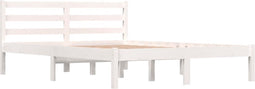 vidaXL - Bedframe - massief - grenenhout - wit - 135x190 - cm