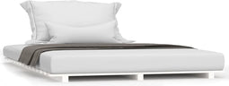 vidaXL - Bedframe - massief - grenenhout - wit - 135x190 - cm