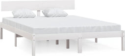 vidaXL - Bedframe - massief - grenenhout - wit - 140x190 - cm