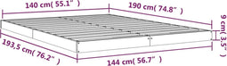vidaXL - Bedframe - massief - grenenhout - wit - 140x190 - cm