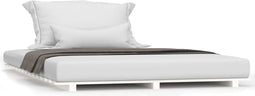 vidaXL - Bedframe - massief - grenenhout - wit - 140x190 - cm