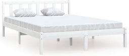 vidaXL - Bedframe - massief - grenenhout - wit - 140x190 - cm