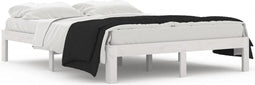 vidaXL - Bedframe - massief - grenenhout - wit - 140x190 - cm