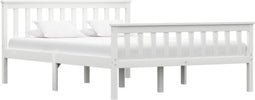 vidaXL - Bedframe - massief - grenenhout - wit - 140x200 - cm