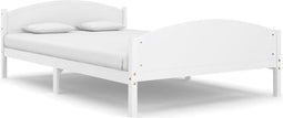 vidaXL - Bedframe - massief - grenenhout - wit - 140x200 - cm