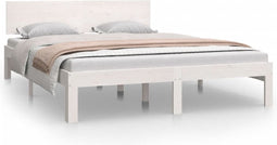 vidaXL - Bedframe - massief - grenenhout - wit - 140x200 - cm
