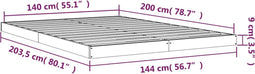 vidaXL - Bedframe - massief - grenenhout - wit - 140x200 - cm