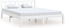 vidaXL - Bedframe - massief - grenenhout - wit - 140x200 - cm