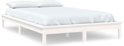 vidaXL - Bedframe - massief - grenenhout - wit - 150x200 - cm