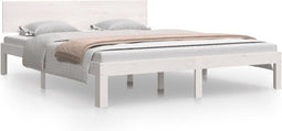 vidaXL - Bedframe - massief - grenenhout - wit - 160x200 - cm