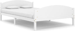 vidaXL - Bedframe - massief - grenenhout - wit - 160x200 - cm