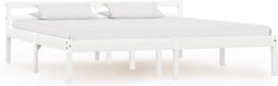 vidaXL - Bedframe - massief - grenenhout - wit - 160x200 - cm