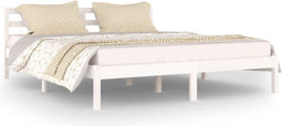vidaXL - Bedframe - massief - grenenhout - wit - 160x200 - cm
