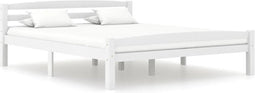 vidaXL - Bedframe - massief - grenenhout - wit - 160x200 - cm
