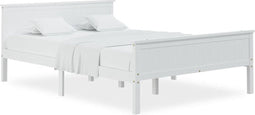 vidaXL - Bedframe - massief - grenenhout - wit - 160x200 - cm