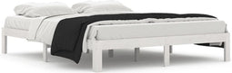 vidaXL - Bedframe - massief - grenenhout - wit - 160x200 - cm