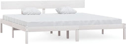 vidaXL - Bedframe - massief - grenenhout - wit - 180x200 - cm