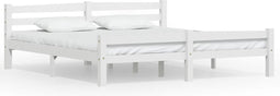 vidaXL - Bedframe - massief - grenenhout - wit - 180x200 - cm