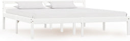 vidaXL - Bedframe - massief - grenenhout - wit - 180x200 - cm