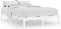 vidaXL - Bedframe - massief - grenenhout - wit - 200x200 - cm