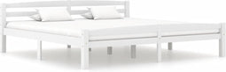 vidaXL - Bedframe - massief - grenenhout - wit - 200x200 - cm