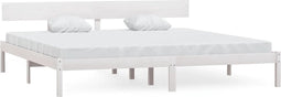 vidaXL - Bedframe - massief - grenenhout - wit - 200x200 - cm