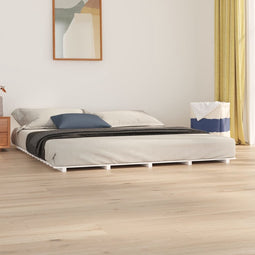 vidaXL - Bedframe - massief - grenenhout - wit - 200x200 - cm