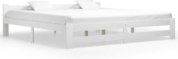 vidaXL - Bedframe - massief - grenenhout - wit - 200x200 - cm