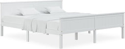 vidaXL - Bedframe - massief - grenenhout - wit - 200x200 - cm