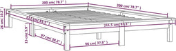 vidaXL - Bedframe - massief - grenenhout - wit - 200x200 - cm