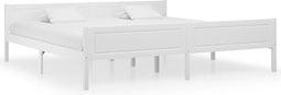 vidaXL - Bedframe - massief - grenenhout - wit - 200x200 - cm