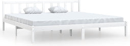 vidaXL - Bedframe - massief - grenenhout - wit - 200x200 - cm
