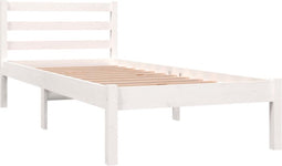 vidaXL - Bedframe - massief - grenenhout - wit - 75x190 - cm