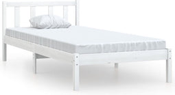 vidaXL - Bedframe - massief - grenenhout - wit - 75x190 - cm