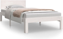 vidaXL - Bedframe - massief - grenenhout - wit - 90x200 - cm
