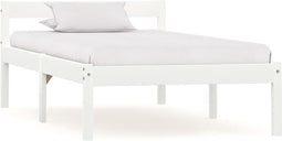vidaXL - Bedframe - massief - grenenhout - wit - 90x200 - cm