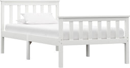 vidaXL - Bedframe - massief - grenenhout - wit - 90x200 - cm