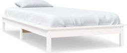 vidaXL - Bedframe - massief - grenenhout - wit - 90x200 - cm