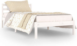 vidaXL - Bedframe - massief - grenenhout - wit - 90x200 - cm