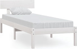 vidaXL - Bedframe - massief - grenenhout - wit - 90x200 - cm