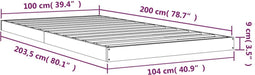 vidaXL - Bedframe - massief - grenenhout - zwart - 100x200 - cm